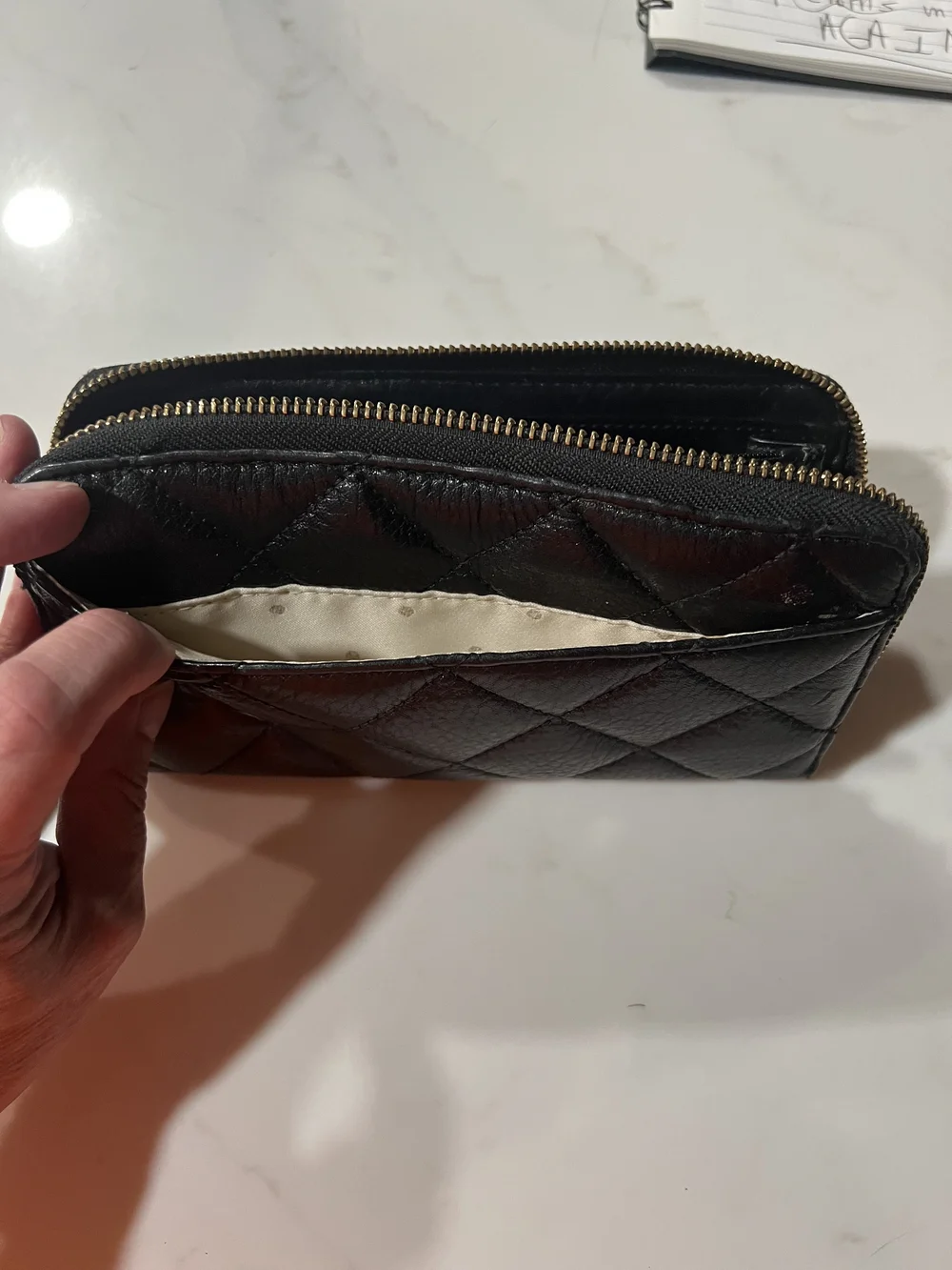 Kate Spade Black Quilted Leather Wristlet